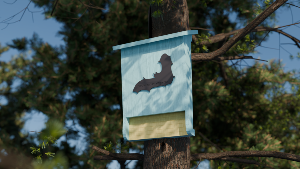 Visualización 3D de un diseño de refugio MuMa, representado en un árbol